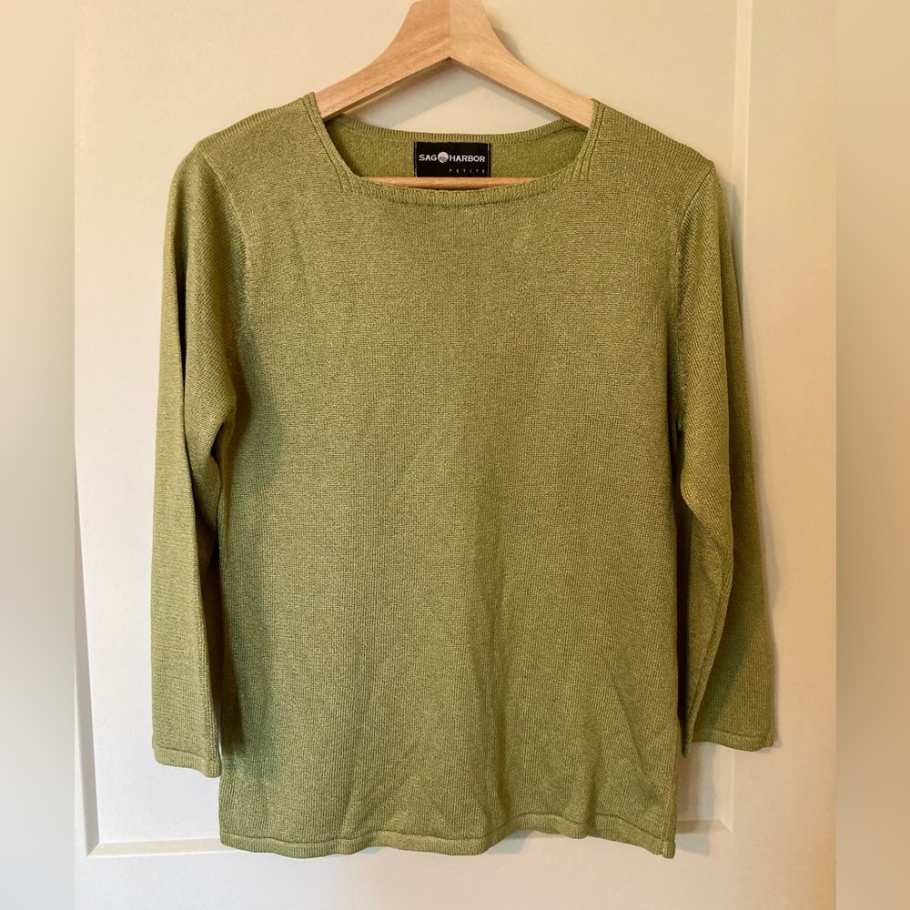 Sag Harbor Unique Neckline 3/4 Length Sleeves